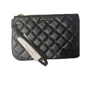nwt black diMOND PATTERN CLUTCH PURSE WITH STRAP INSIDE POCKETS